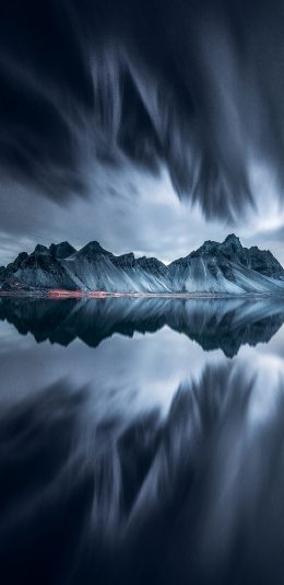 [2436x1125]山 倒影 对称 云 苹果手机壁纸图片