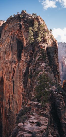[2436x1125]山 断层 花岗岩 峭壁 苹果手机壁纸图片