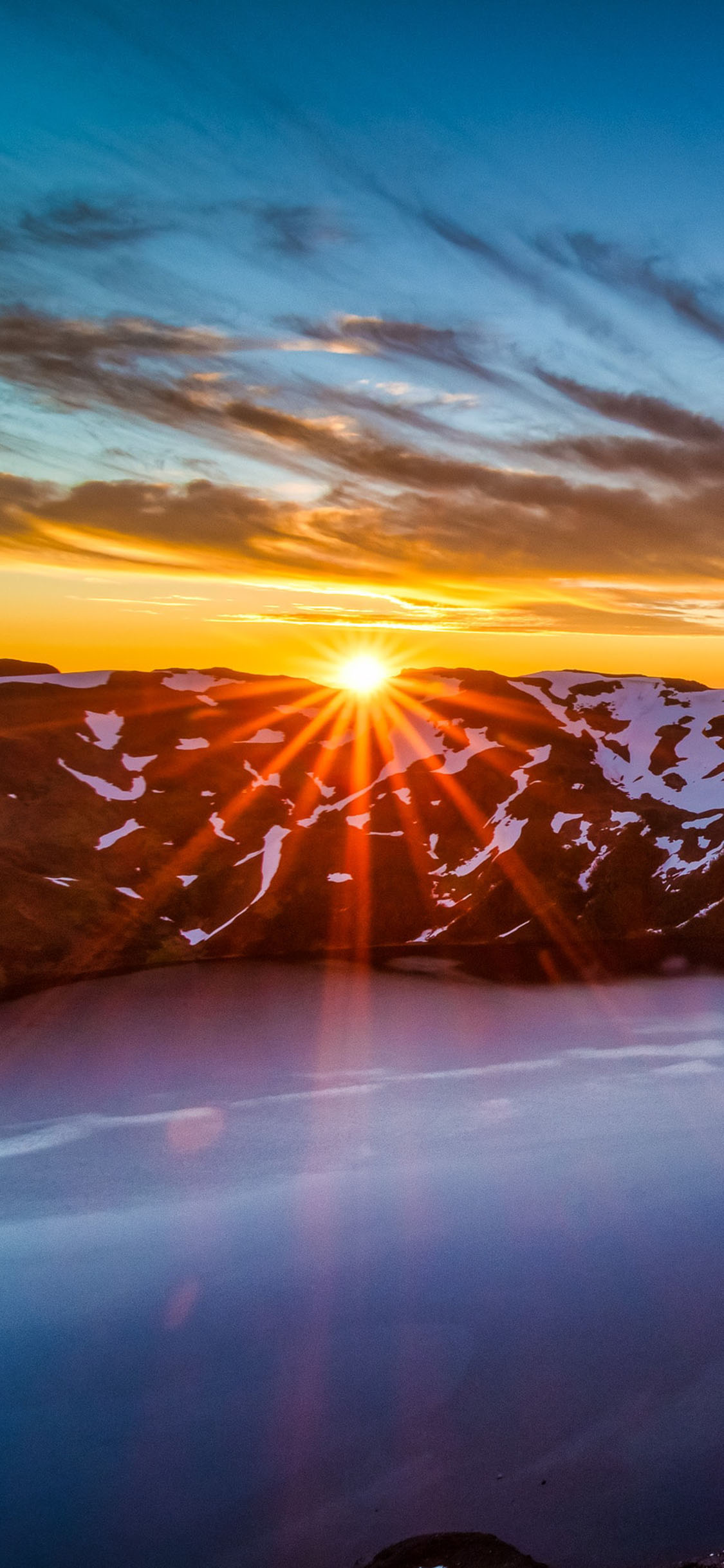 [2436×1125]山峰 壮观 日出 阳光 苹果手机壁纸图片