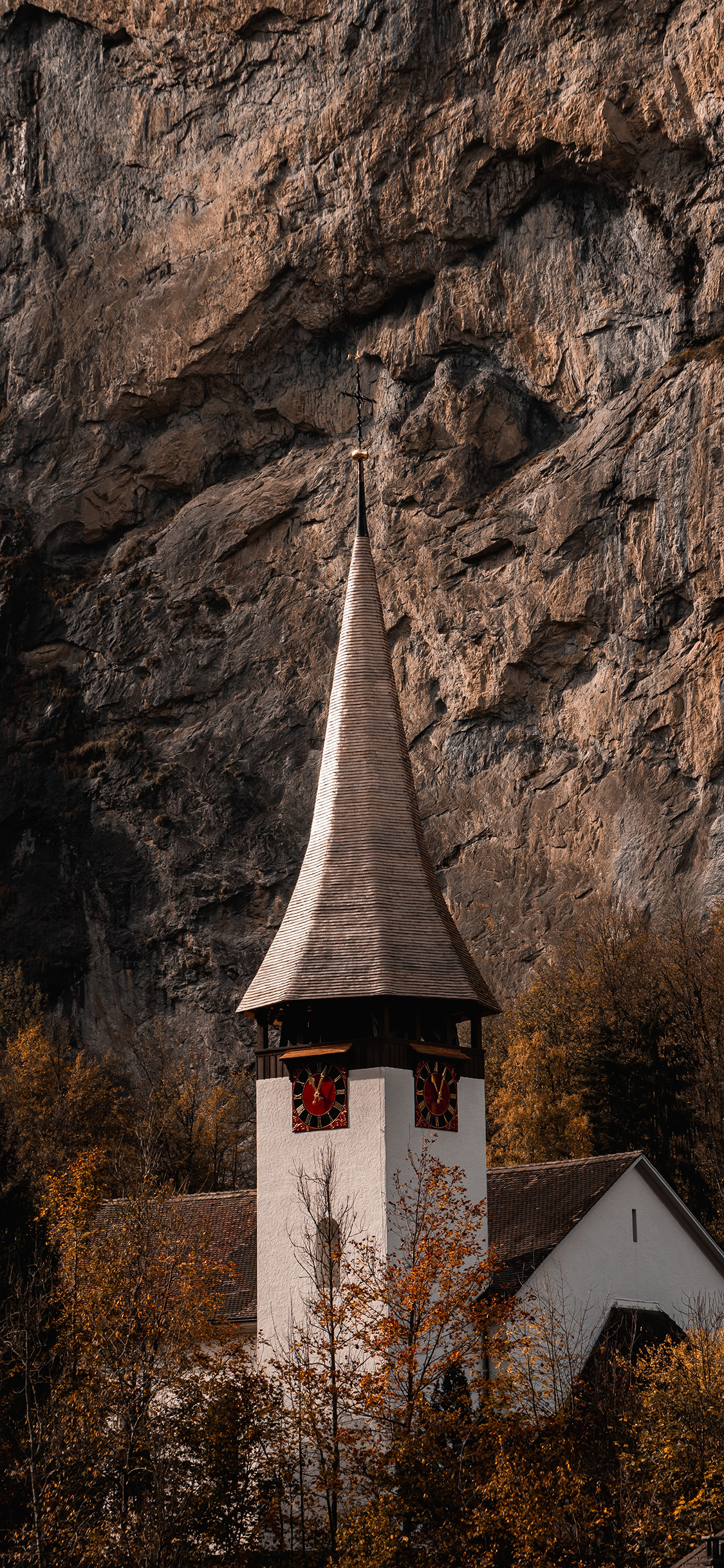 [2436×1125]山峰 建筑 十字架 教堂 苹果手机壁纸图片