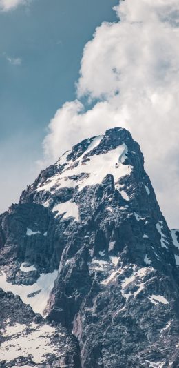 [2436x1125]山峰 白雪 云朵 自然美景 苹果手机壁纸图片