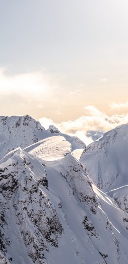 [2436x1125]山峰 白雪覆盖 壮观 苹果手机壁纸图片