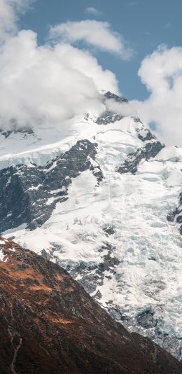 [2436x1125]山峰 雪山 云层 壮观 苹果手机壁纸图片