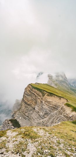 [2436x1125]山峰 高原 云雾缭绕 自然美景 苹果手机壁纸图片