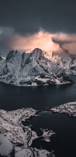 [2436x1125]山峰河流 雪山 壮观 自然 苹果手机壁纸图片