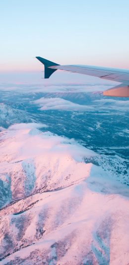 [2436x1125]山川 白雪 机尾 自然美景 苹果手机壁纸图片