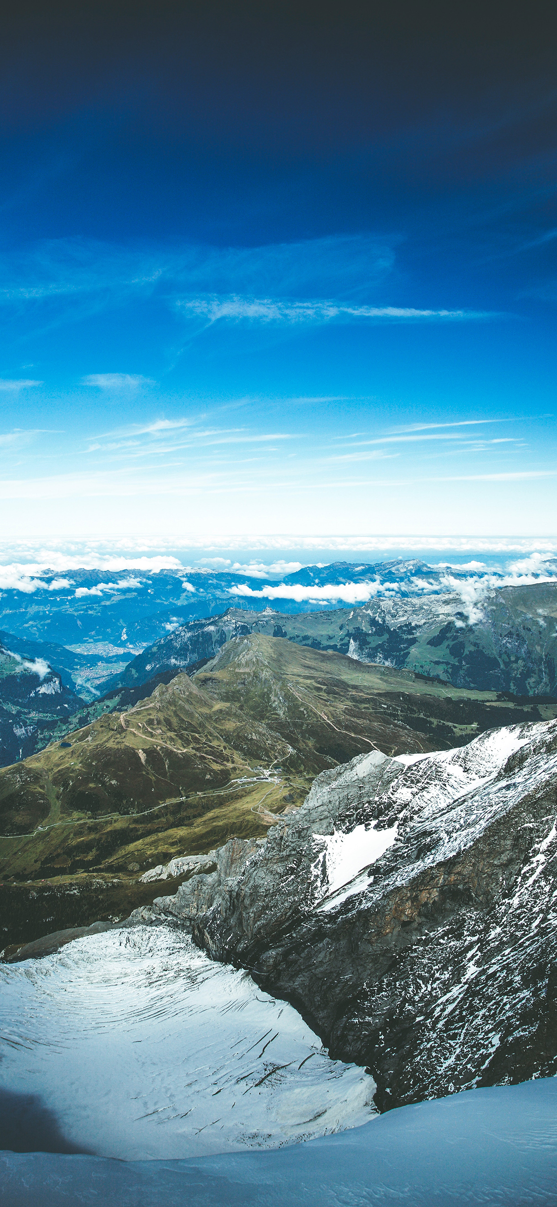 [2436×1125]山川 蓝天 航拍唯美 远眺 苹果手机壁纸图片