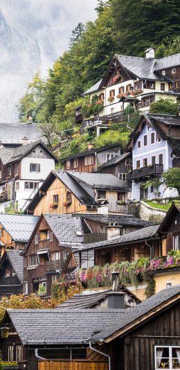 [2436x1125]山村 山间 木屋 村落 童话 苹果手机壁纸图片