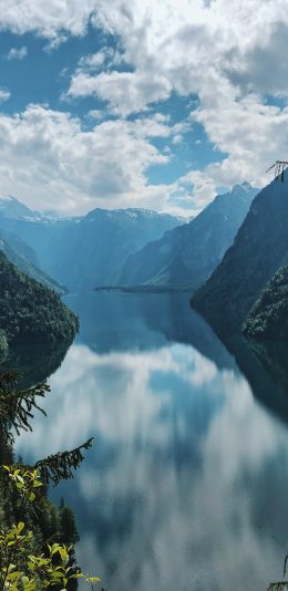 [2436x1125]山水 云海 倒映 湖泊 群山 苹果手机壁纸图片