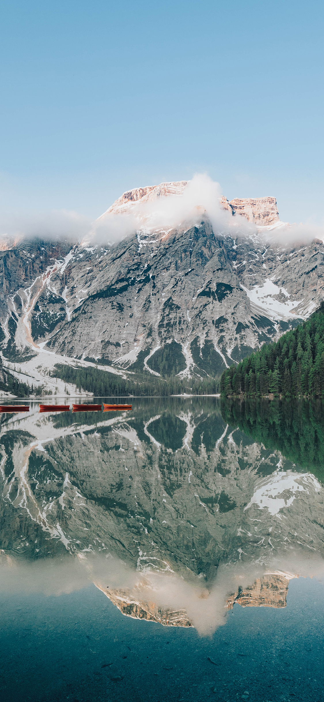 [2436×1125]山水 倒映 高山 湖水 苹果手机壁纸图片