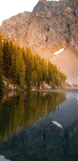 [2436x1125]山水 树林 湖面 高山 苹果手机壁纸图片