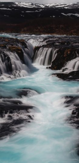 [2436x1125]山水 流水 岩石 河道 苹果手机壁纸图片