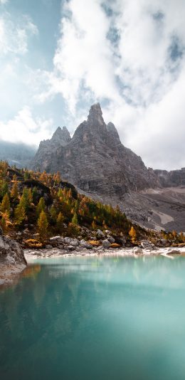[2436x1125]山水 湖面 山体 高山 苹果手机壁纸图片