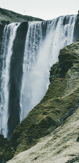 [2436x1125]山水 瀑布 景色 高处 苹果手机壁纸图片