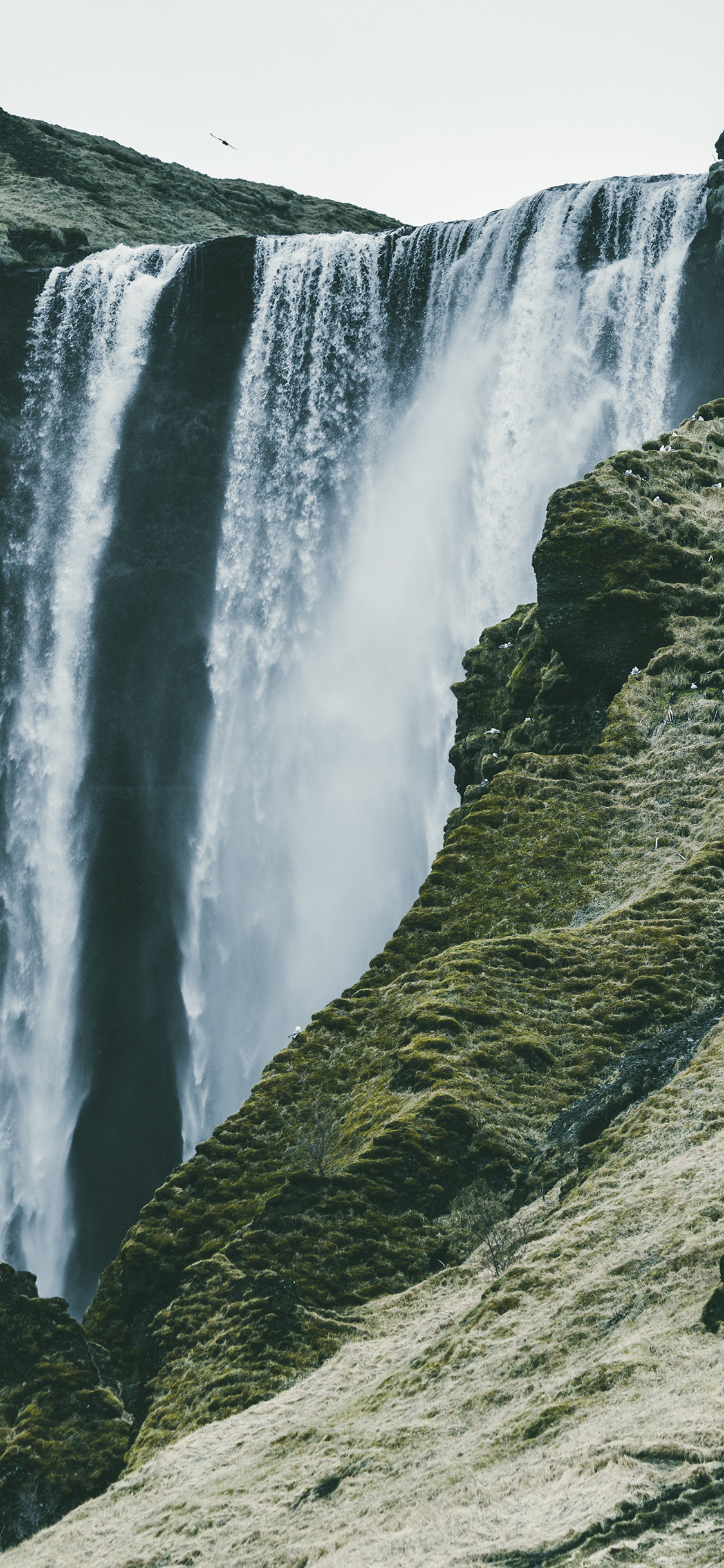 [2436×1125]山水 瀑布 景色 高处 苹果手机壁纸图片