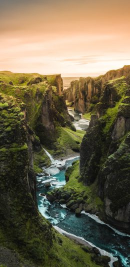 [2436x1125]山谷 河流 景色 流水 苹果手机壁纸图片