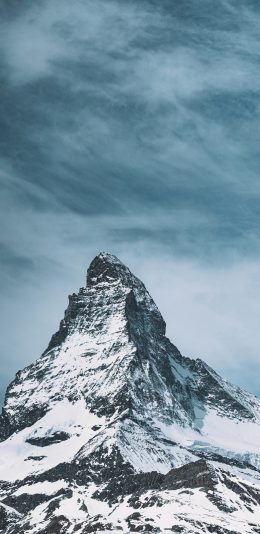 [2436x1125]山顶 峭壁 雪季 雪峰 苹果手机壁纸图片