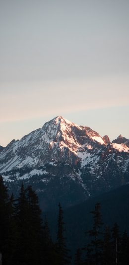 [2436x1125]山顶 融雪 雪顶 天空 苹果手机壁纸图片