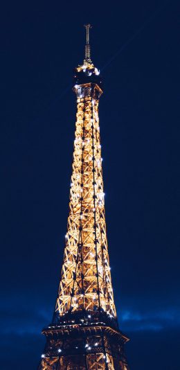 [2436x1125]巴黎 埃菲尔铁塔 建筑 灯光 夜晚 苹果手机壁纸图片