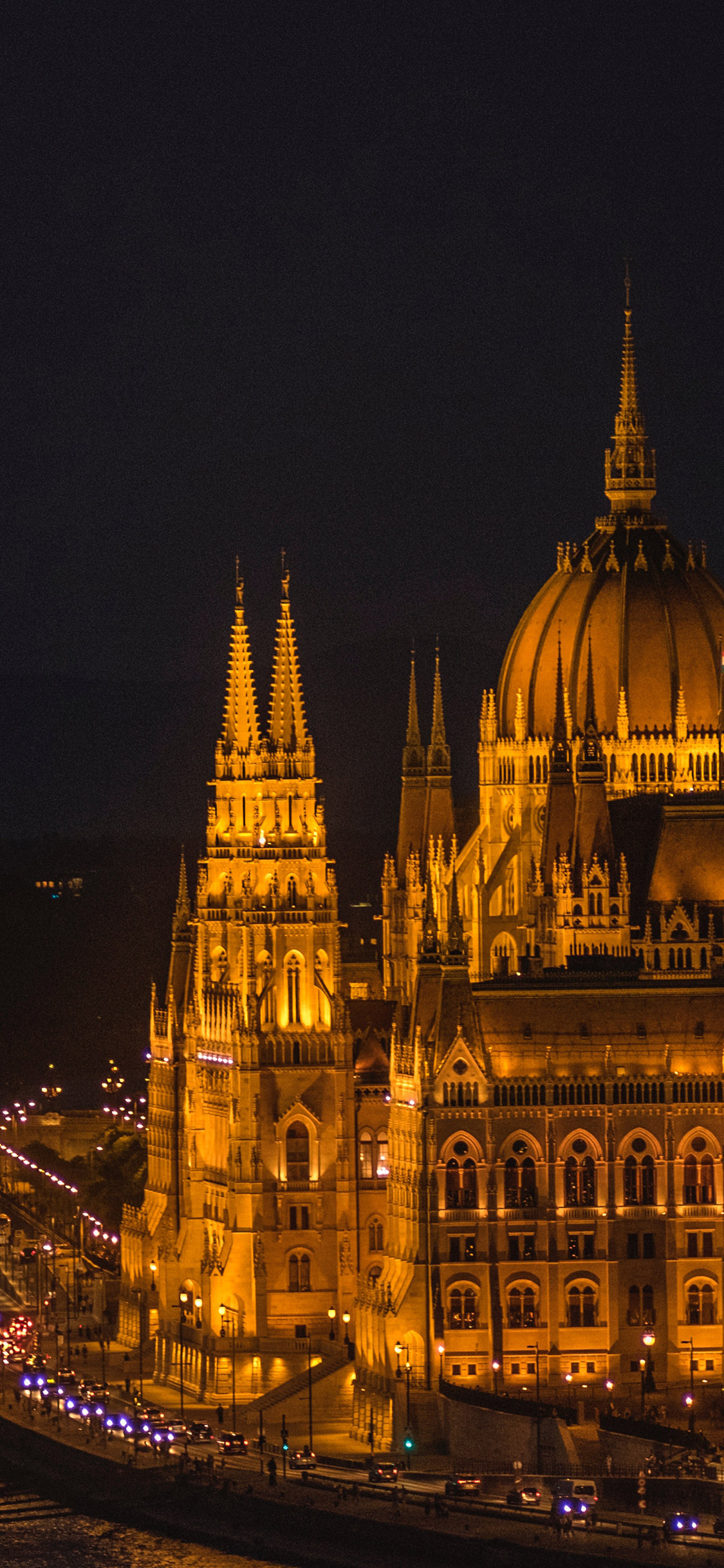 [2436×1125]布达佩斯国会大厦 建筑 夜晚 苹果手机壁纸图片