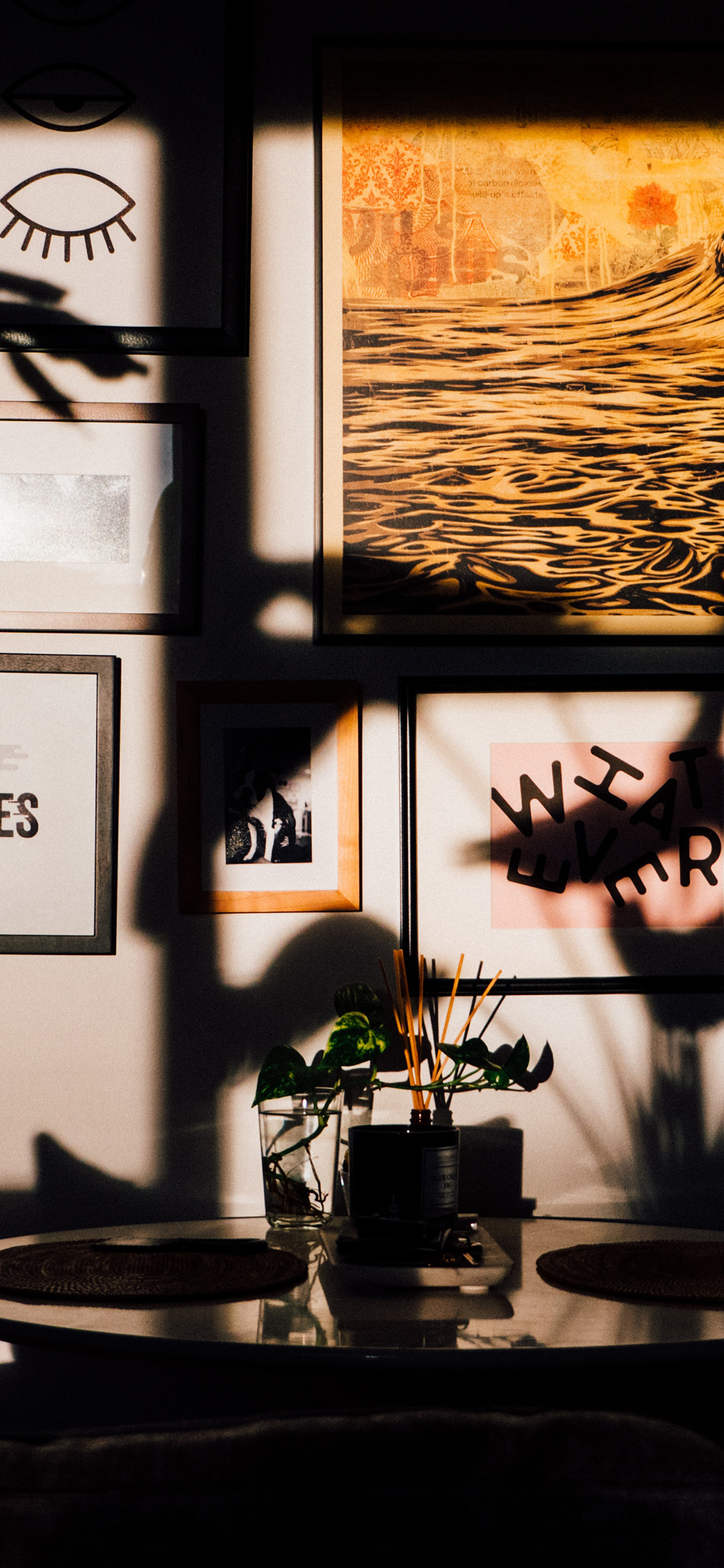 [2436×1125]店铺 壁画 装修 盆栽 苹果手机壁纸图片