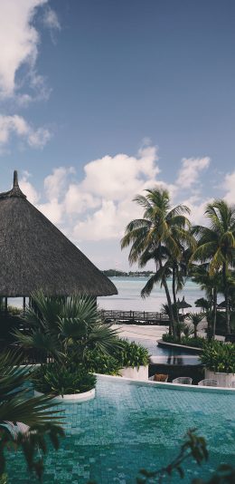 [2436x1125]度假 酒店 泳池 舒适 苹果手机壁纸图片