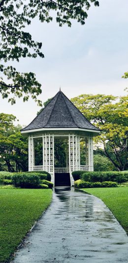 [2436x1125]庭院 凉亭 绿植 植被 苹果手机壁纸图片