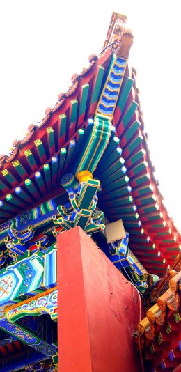 [2436x1125]建筑 中国风 屋檐 色彩 苹果手机壁纸图片