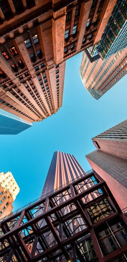 [2436x1125]建筑 仰视 高楼大厦 城市 苹果手机壁纸图片