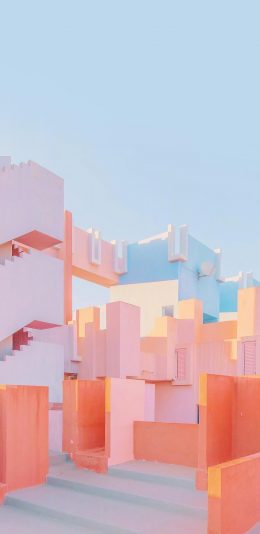 [2436x1125]建筑 几何 现代 粉色 苹果手机壁纸图片