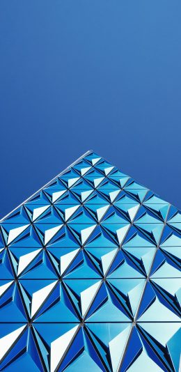 [2436x1125]建筑 几何 现代 蓝色 苹果手机壁纸图片