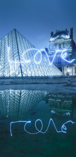 [2436x1125]建筑 卢浮宫 金字塔 love 苹果手机壁纸图片