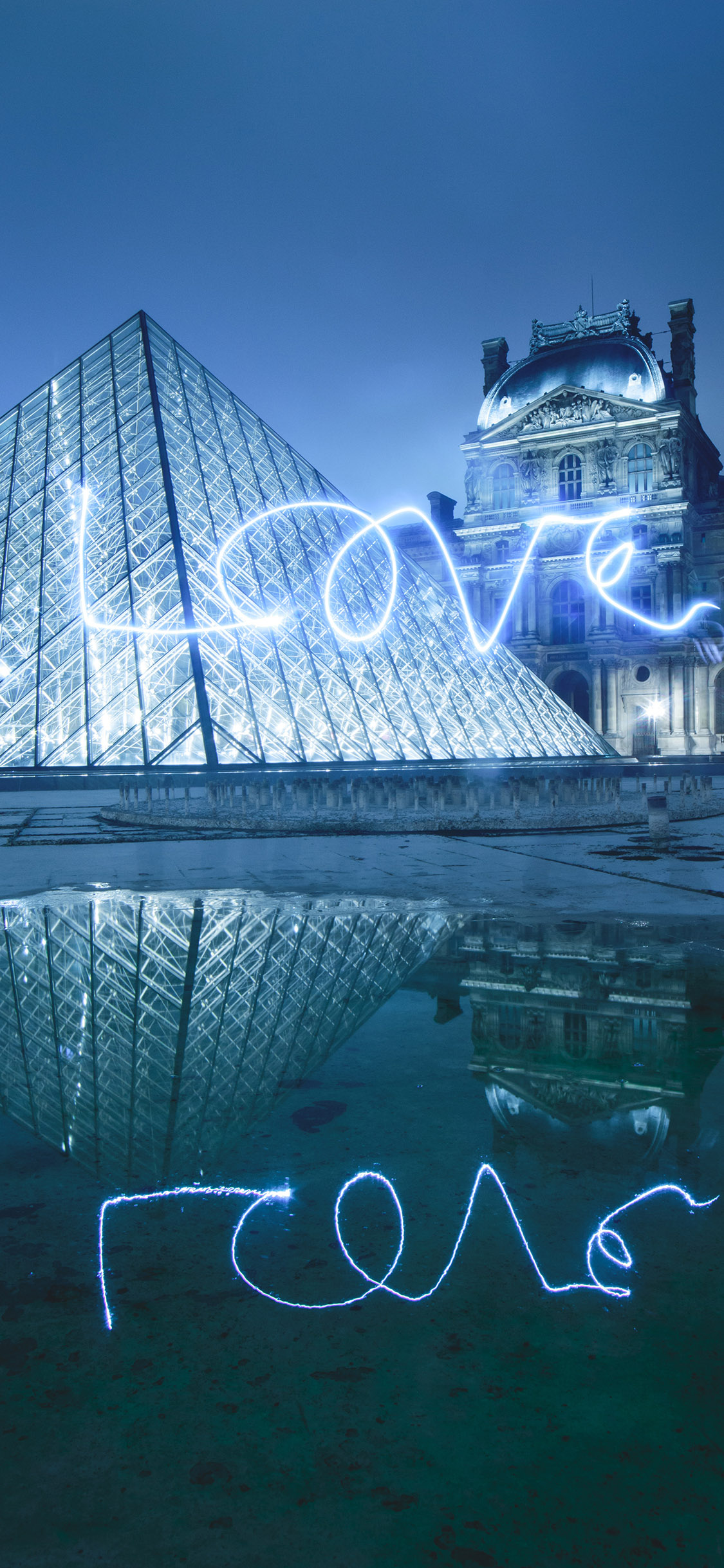 [2436×1125]建筑 卢浮宫 金字塔 love 苹果手机壁纸图片