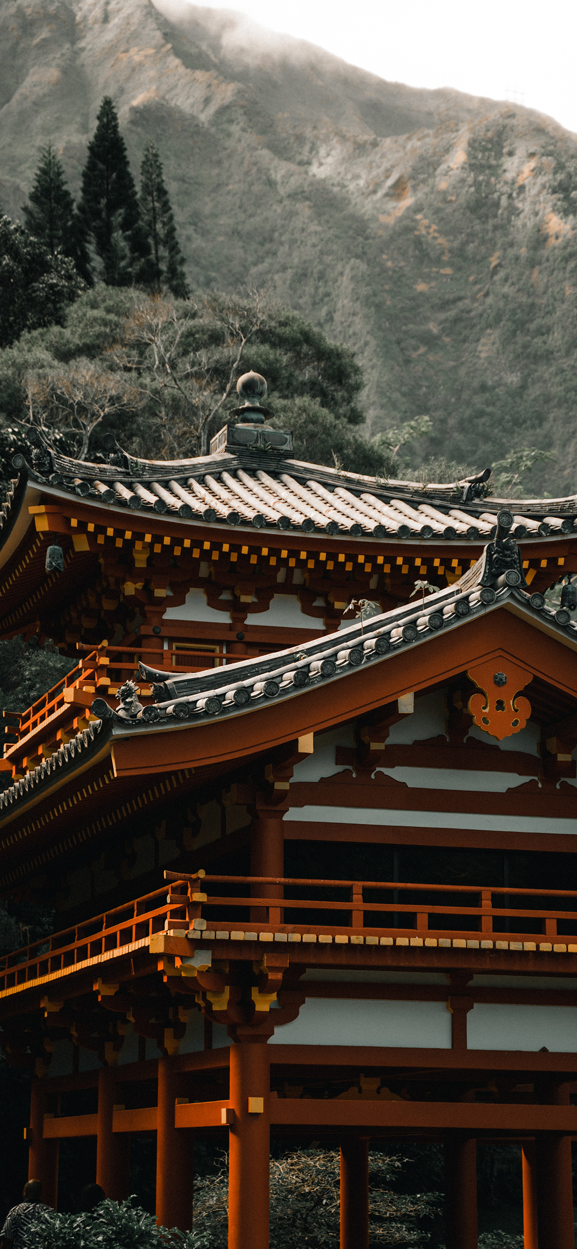 [2436×1125]建筑 国风 瓦顶 设计 苹果手机壁纸图片