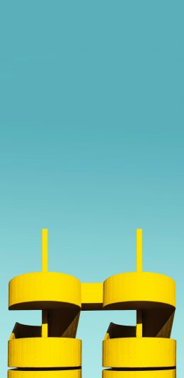 [2436x1125]建筑 圆柱体 设计感 黄色 苹果手机壁纸图片