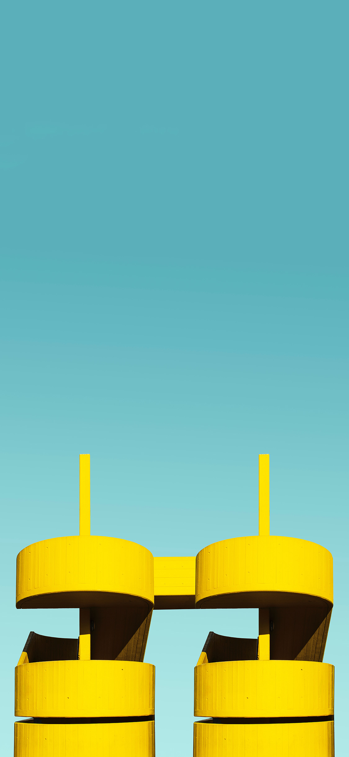 [2436×1125]建筑 圆柱体 设计感 黄色 苹果手机壁纸图片