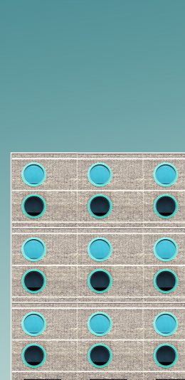 [2436x1125]建筑 圆窗 简约 灰 蓝 苹果手机壁纸图片