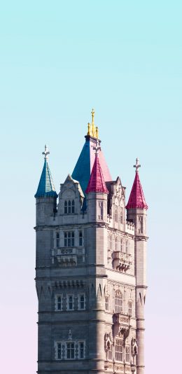 [2436x1125]建筑 城堡 尖顶 天空 渐变 苹果手机壁纸图片