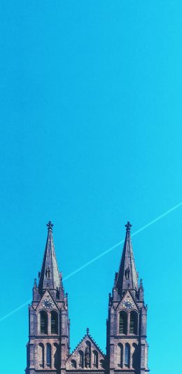 [2436x1125]建筑 城堡 屋顶 异域 天空 蔚蓝 苹果手机壁纸图片