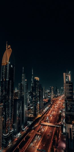 [2436x1125]建筑 城市 夜景 车道 苹果手机壁纸图片