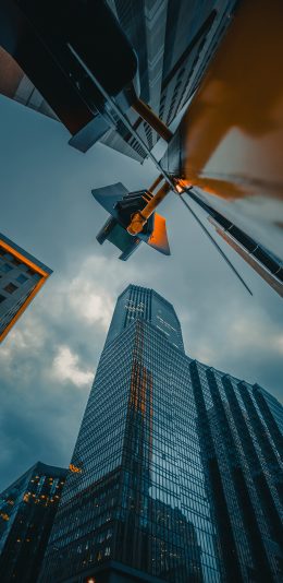 [2436x1125]建筑 城市 红绿灯 信号灯 写字楼 苹果手机壁纸图片