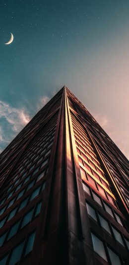 [2436x1125]建筑 城市 高楼大厦 夜空 星空 苹果手机壁纸图片