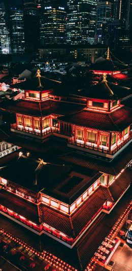 [2436x1125]建筑 城楼 夜景 灯光 苹果手机壁纸图片