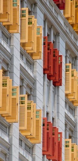 [2436x1125]建筑 外墙 窗户 色彩 苹果手机壁纸图片