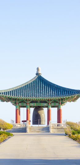[2436x1125]建筑 大钟 国风 天空 景点 苹果手机壁纸图片