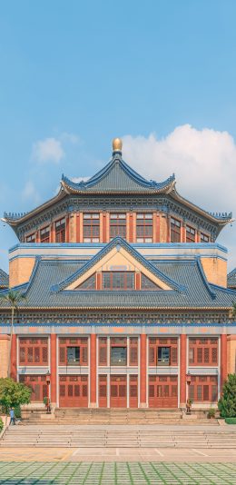 [2436x1125]建筑 天空 楼房 庭院 苹果手机壁纸图片