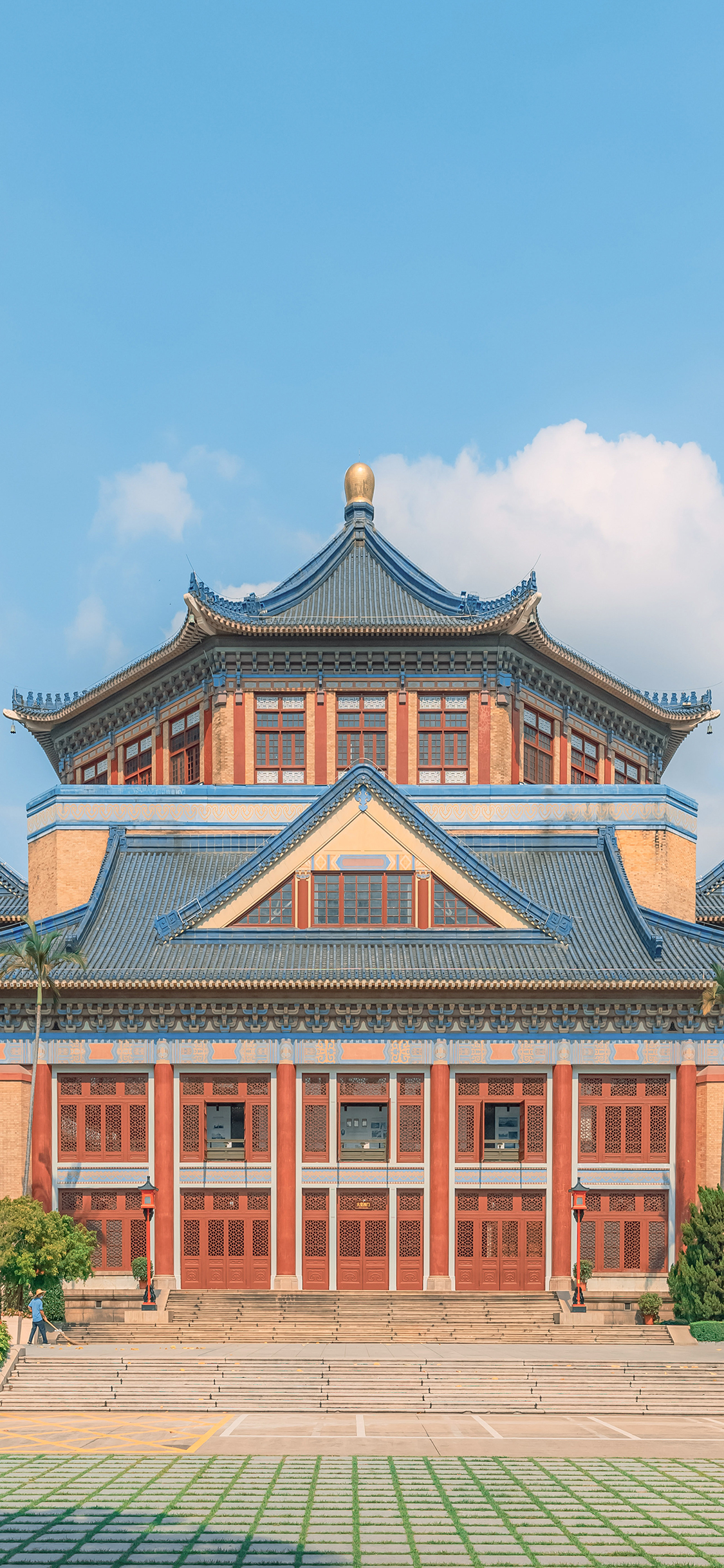 [2436×1125]建筑 天空 楼房 庭院 苹果手机壁纸图片