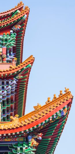 [2436x1125]建筑 屋檐 色彩 国风 苹果手机壁纸图片