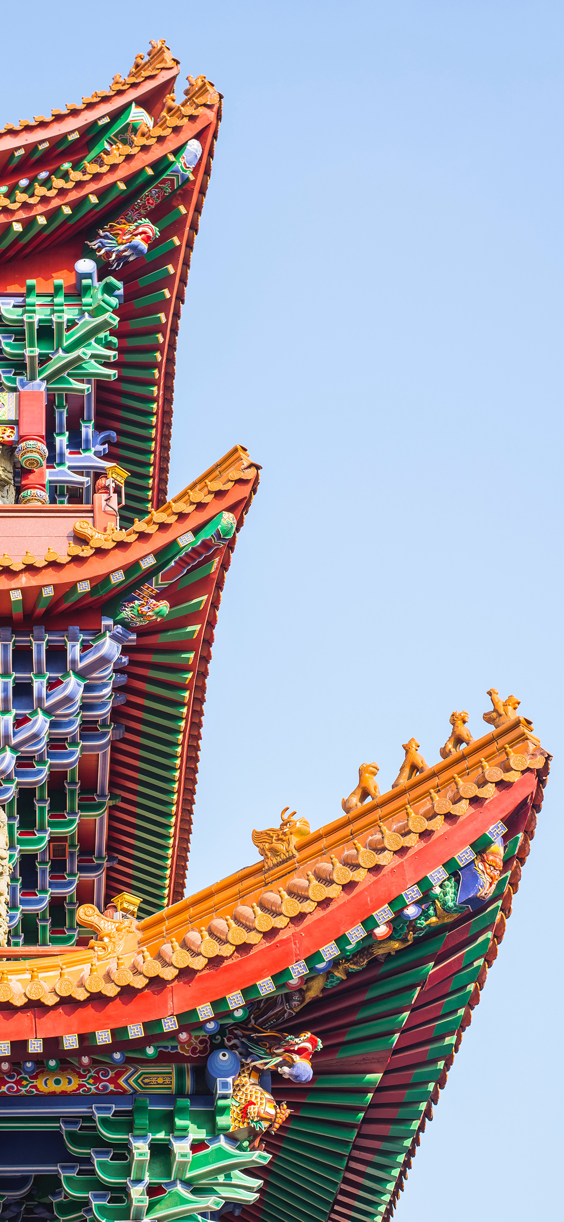 [2436×1125]建筑 屋檐 色彩 国风 苹果手机壁纸图片