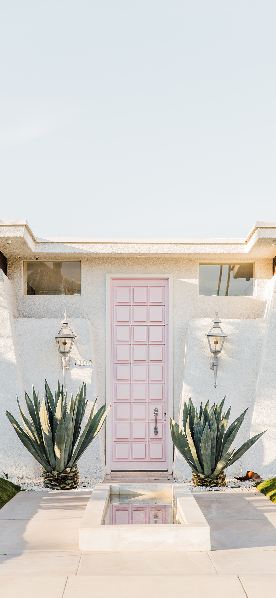 [2436×1125]建筑 庭院 门楼 绿植 苹果手机壁纸图片